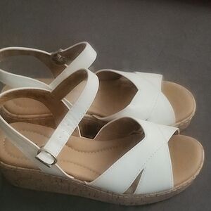 B.O.C.White Strappy Wedge Sandals